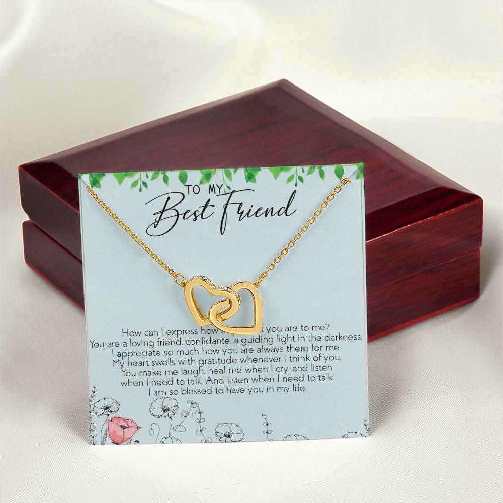 To My Best Friend Interlocking Hearts Necklace Message Card
