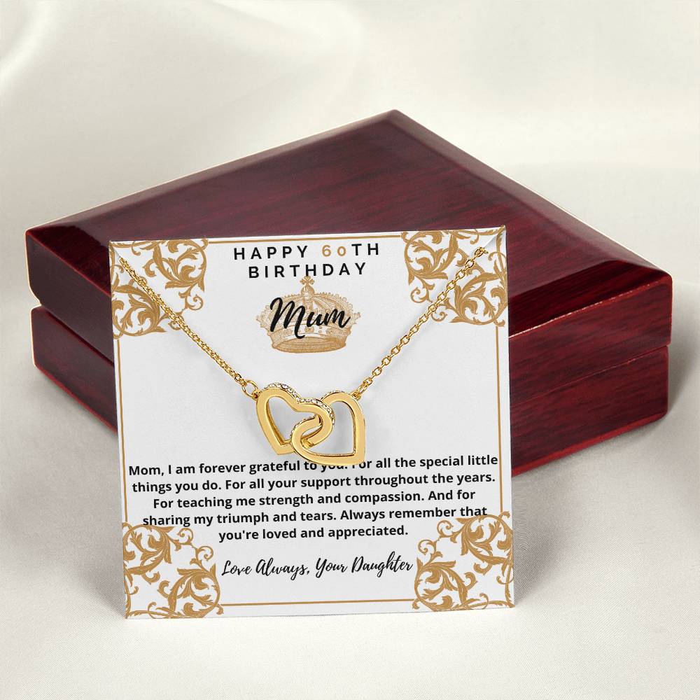 60Th Birthday Gift For Mum From Daughter Interlocking Hearts Necklace