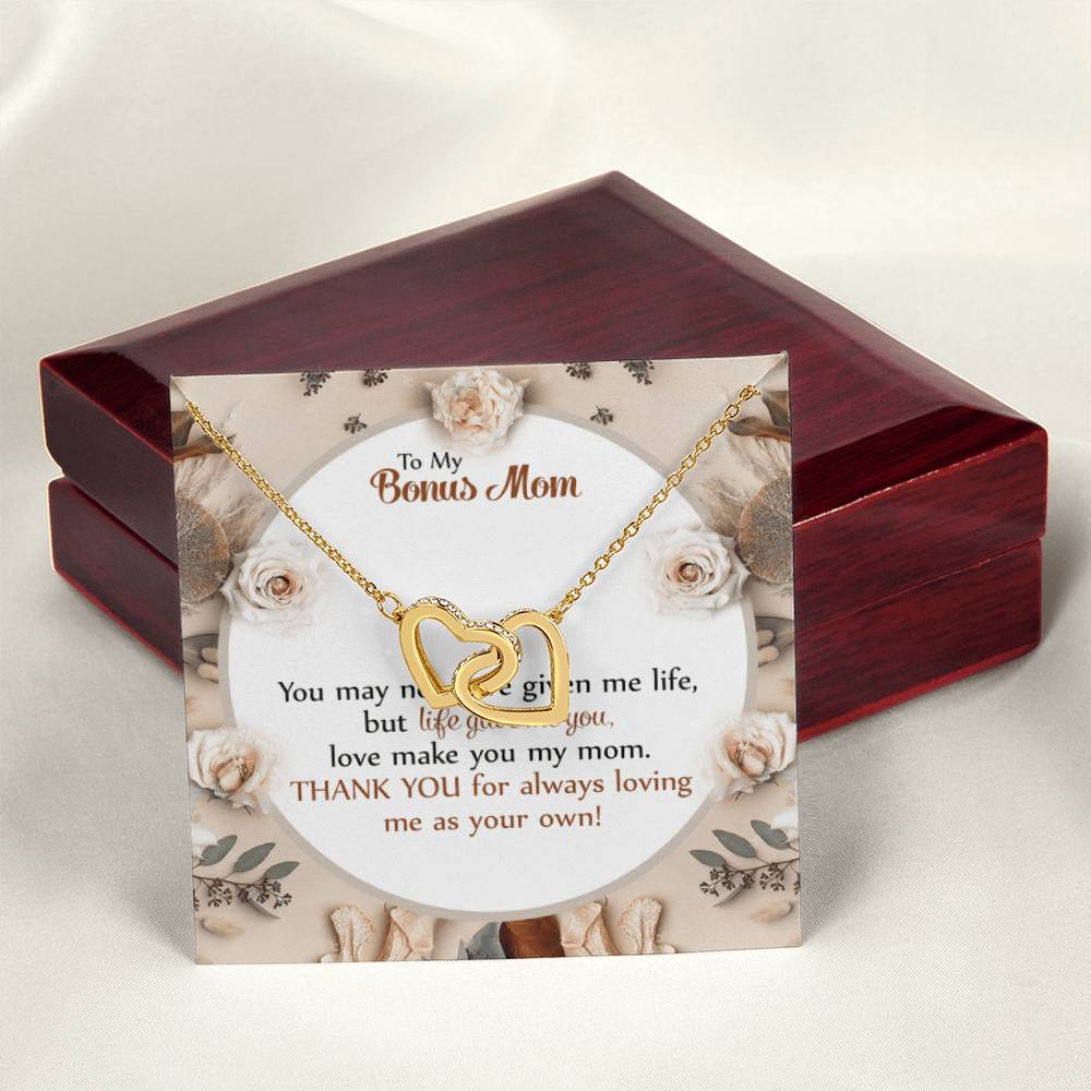 Gift For Bonus Mom - Loving Me As Your Own - The Interlocking Heart Necklace Interlocking Hearts Necklace
