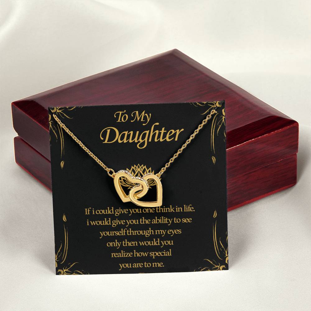 To My Daughter - Two Hearts Interlocking Hearts Necklace