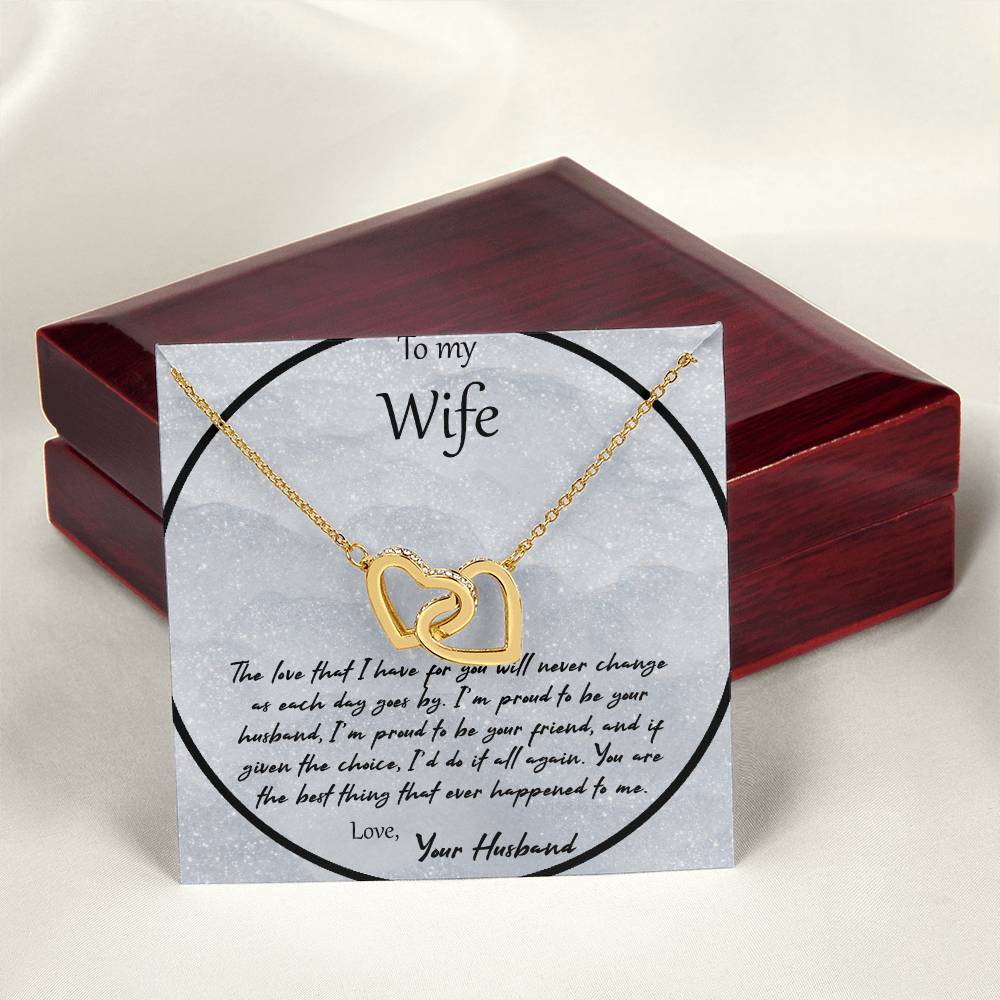 To My Wife The Love That I Have For You - Gray Interlocking Hearts Necklace