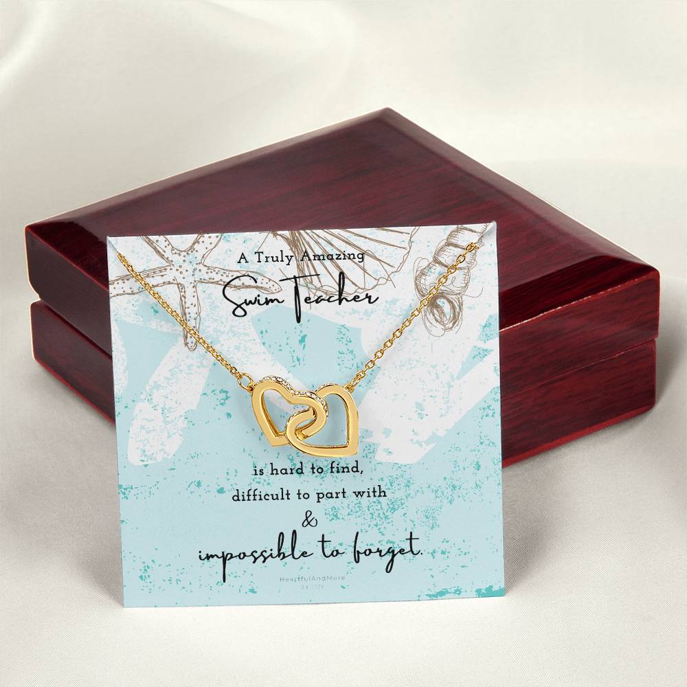 Gift For Swim Teacher Swim Teacher Appreciation Gift A Truly Amazing Swim Teacher Gift Interlocking Hearts Necklace