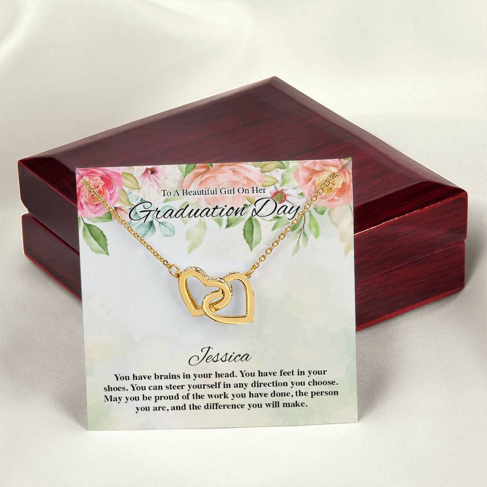 To A Beautiful Girl On Her Graduation Day Flowery Interlocking Hearts Interlocking Hearts Necklace
