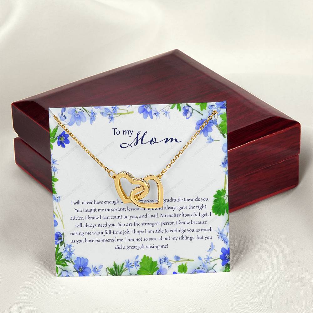 To My Mom I Will Never Have Enough Words Interlocking Hearts Necklace