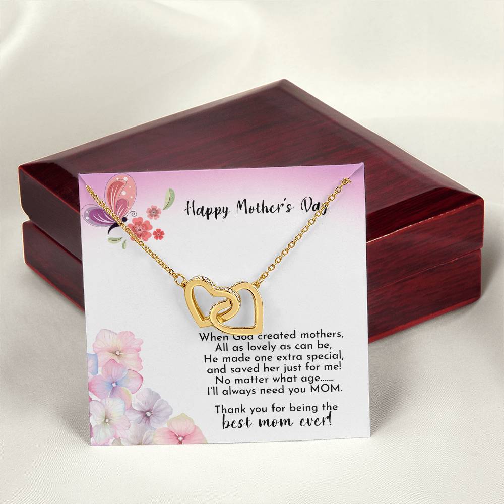 Happy Mother'S Day - Best Mom Ever - Necklace Interlocking Hearts Necklace
