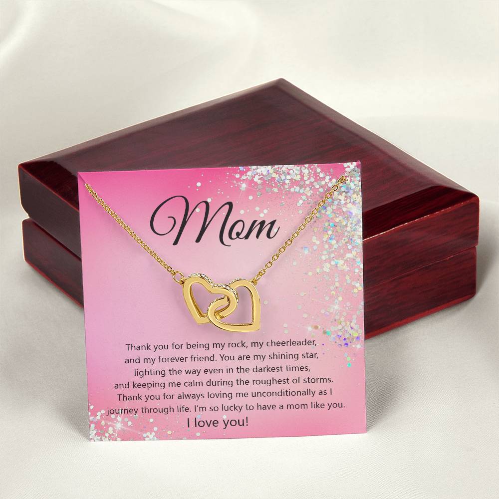 Thank You Mom Hearts Necklace Interlocking Hearts Necklace