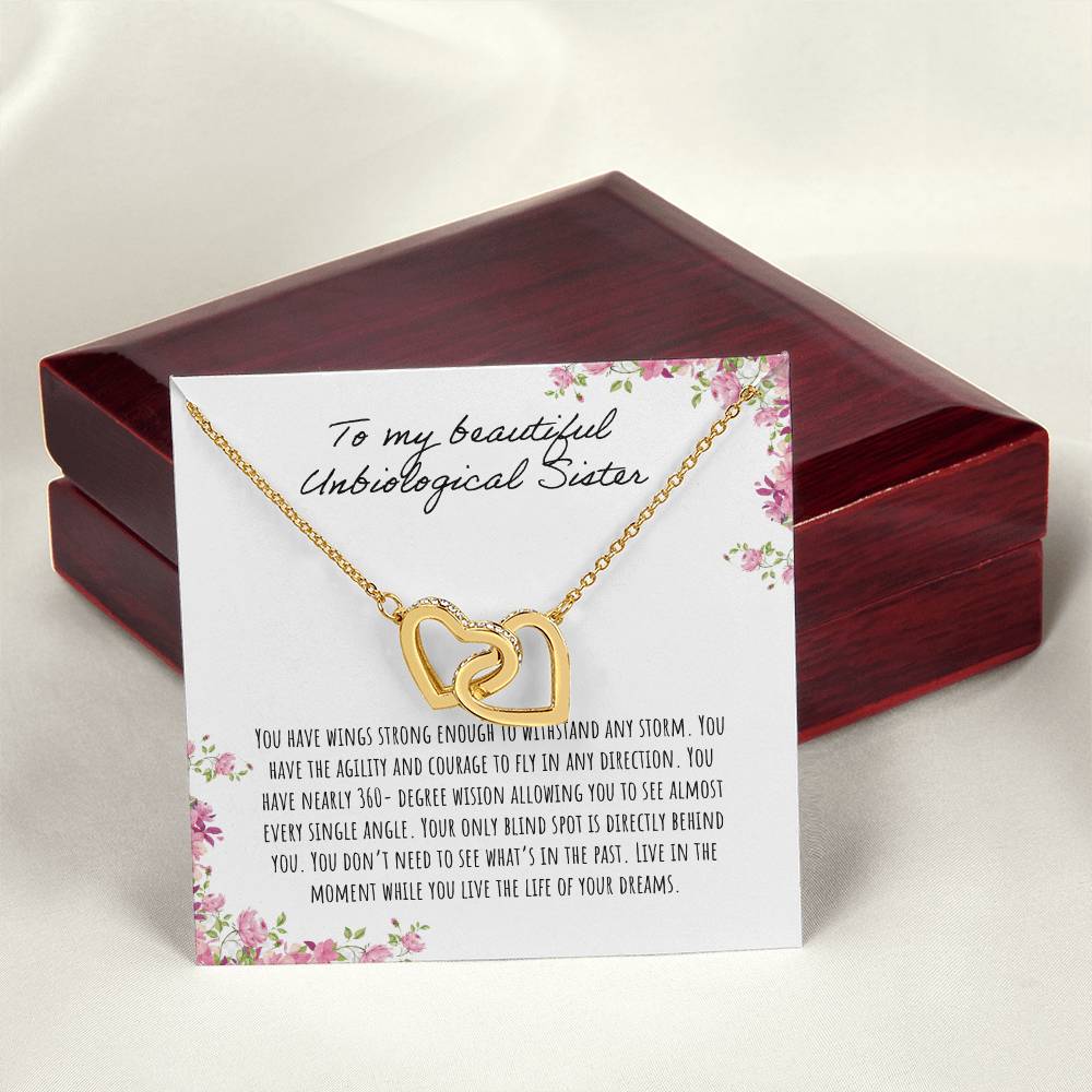 To My Beautiful Step Sister Interlocking Hearts Necklace