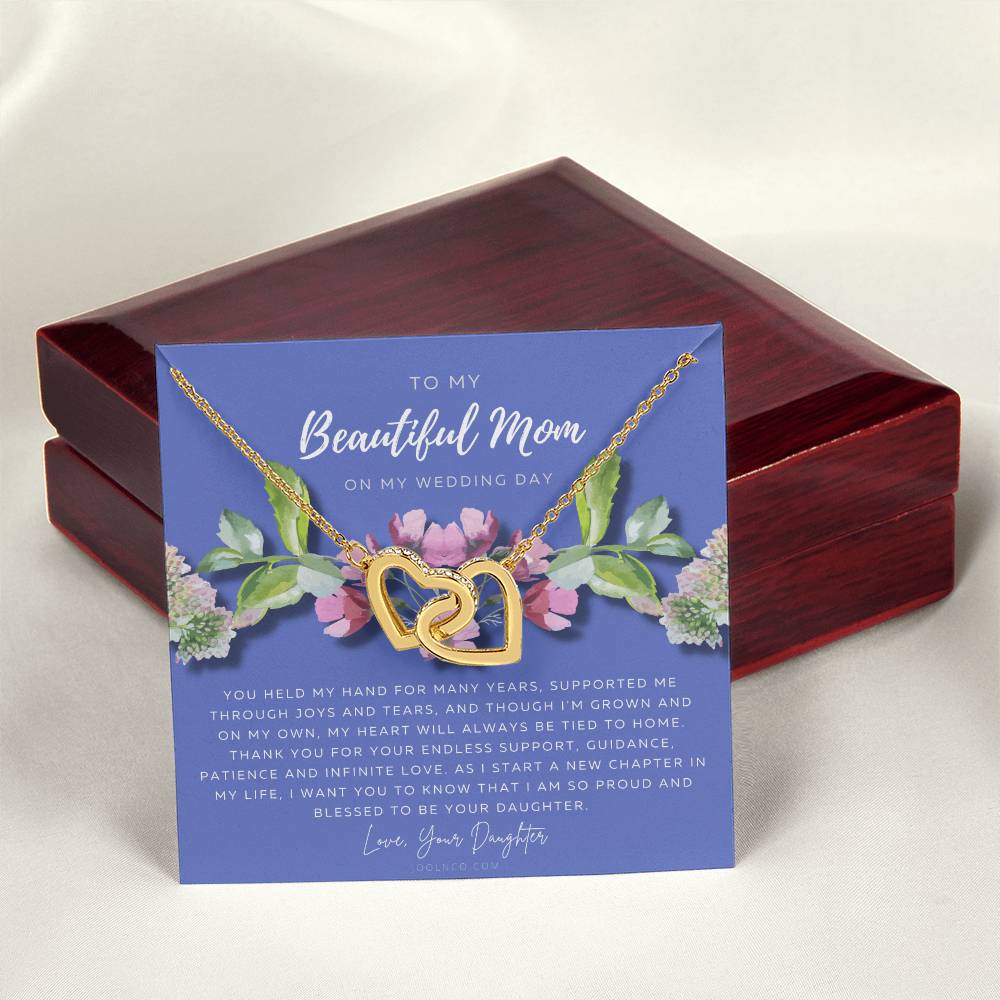 Mother Of The Bride Necklace Jewelry Gift From Bride To Mom Gift From Daughter On Wedding Day Gift For Mother On Wedding Day Interlocking Hearts Necklace