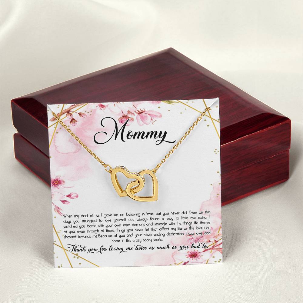 Thank You Single Mom D1738 Interlocking Hearts Necklace