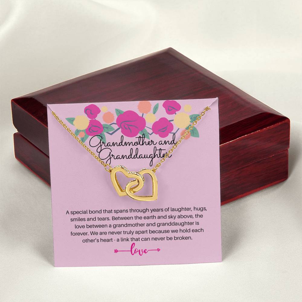 Grandmother And Granddaughter - A Special Bond So Strong It Cannot Be Broken Interlocking Hearts Necklace