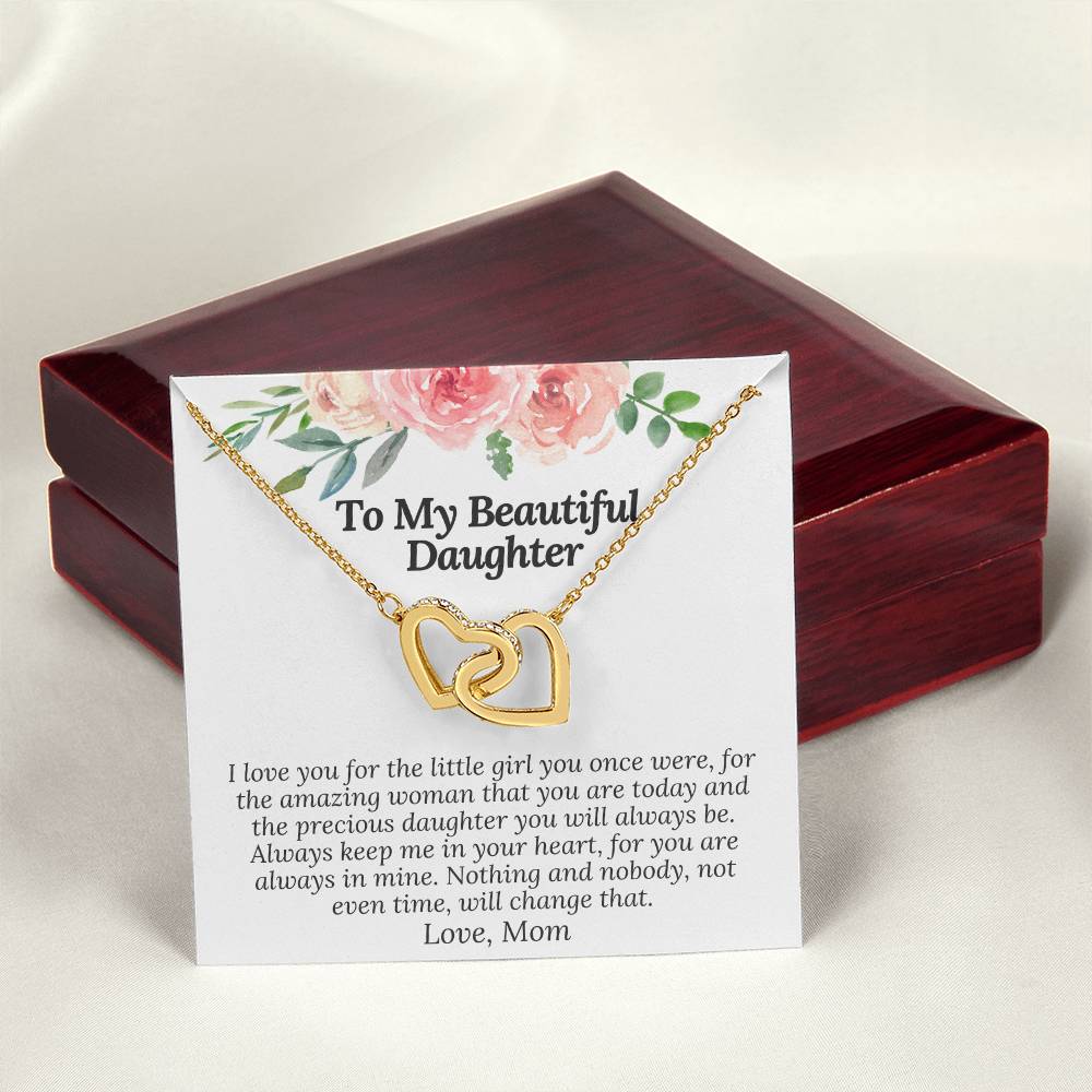 I Love You For The Precious Daughter You Will Always Be Necklace Interlocking Hearts Necklace