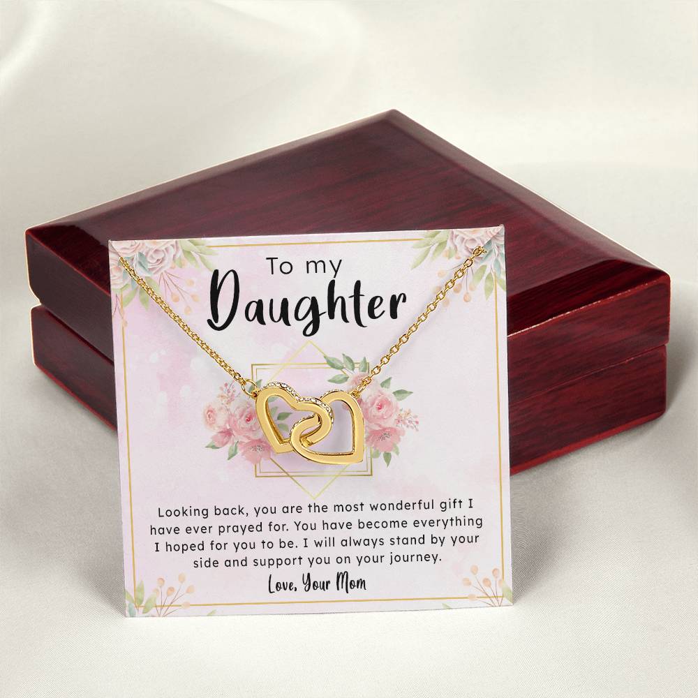 Gift To Daughter From Mom - Always By Your Side Interlocking Hearts Necklace