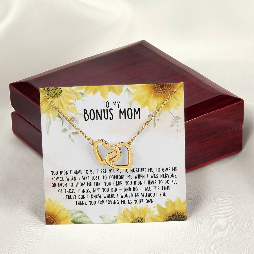 Premium To My Bonus Mom - I Truly Don'T Know Where I Would Be Without You Interlocking Hearts Necklace