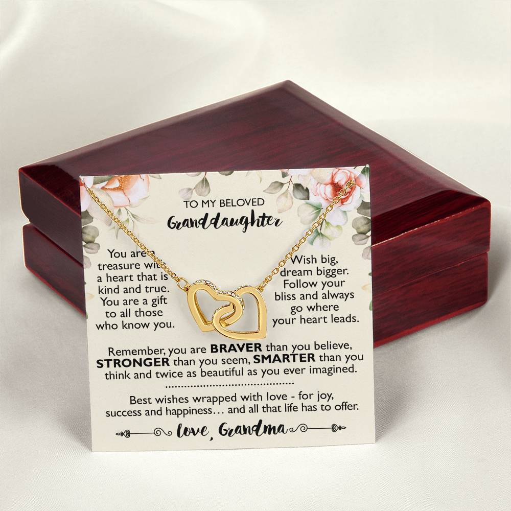 To My Beloved Granddaughter - Interlocking Heart Necklace From Grandma Interlocking Hearts Necklace