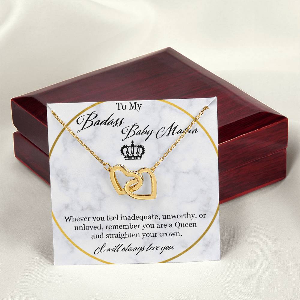 To My Badass Baby Mama Interlocking Hearts Necklace