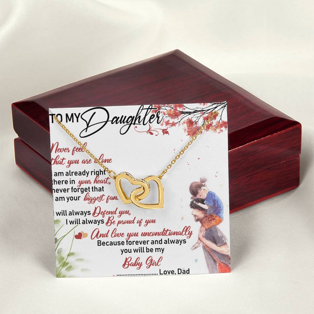 To My Daughter Interlocking Hearts Necklace Message Card