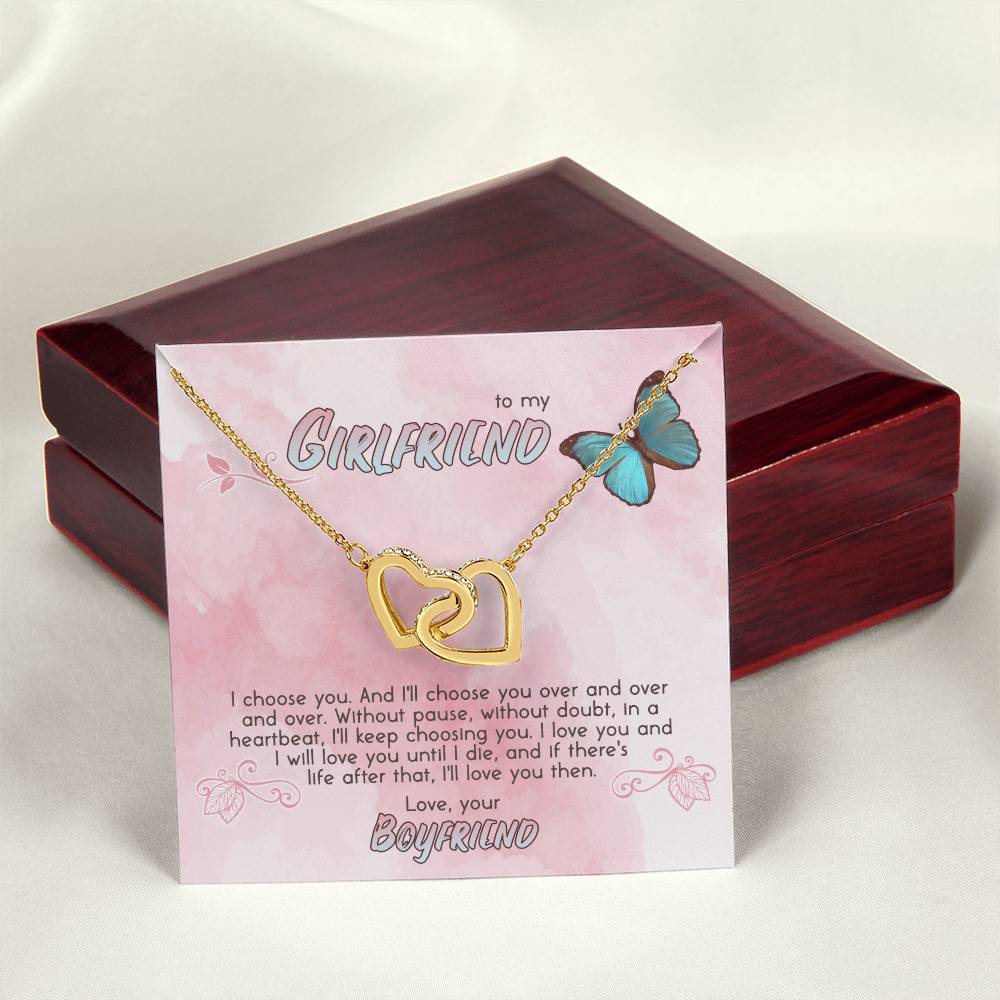Gift For Girlfriend Interlocking Hearts Necklace