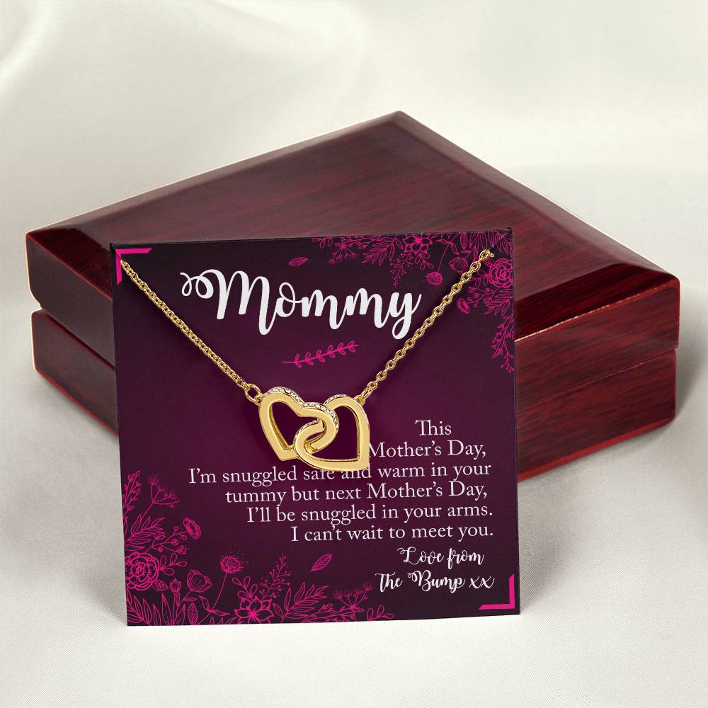 Mommy To Be. Mothers Day Two Hearts Gift Interlocking Hearts Necklace