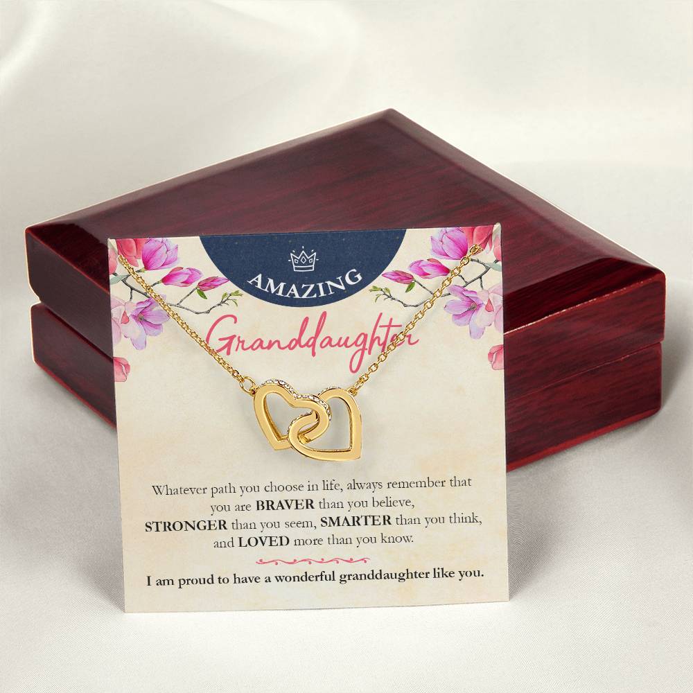 Beautiful Necklace Gift For Amazing Granddaughter Interlocking Hearts Necklace