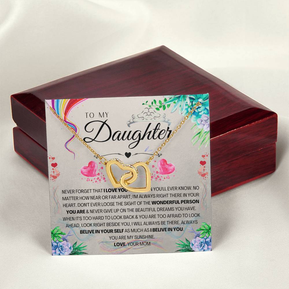 My Daughter - I Love You More Than You'Ll Ever Know Interlocking Hearts Necklace