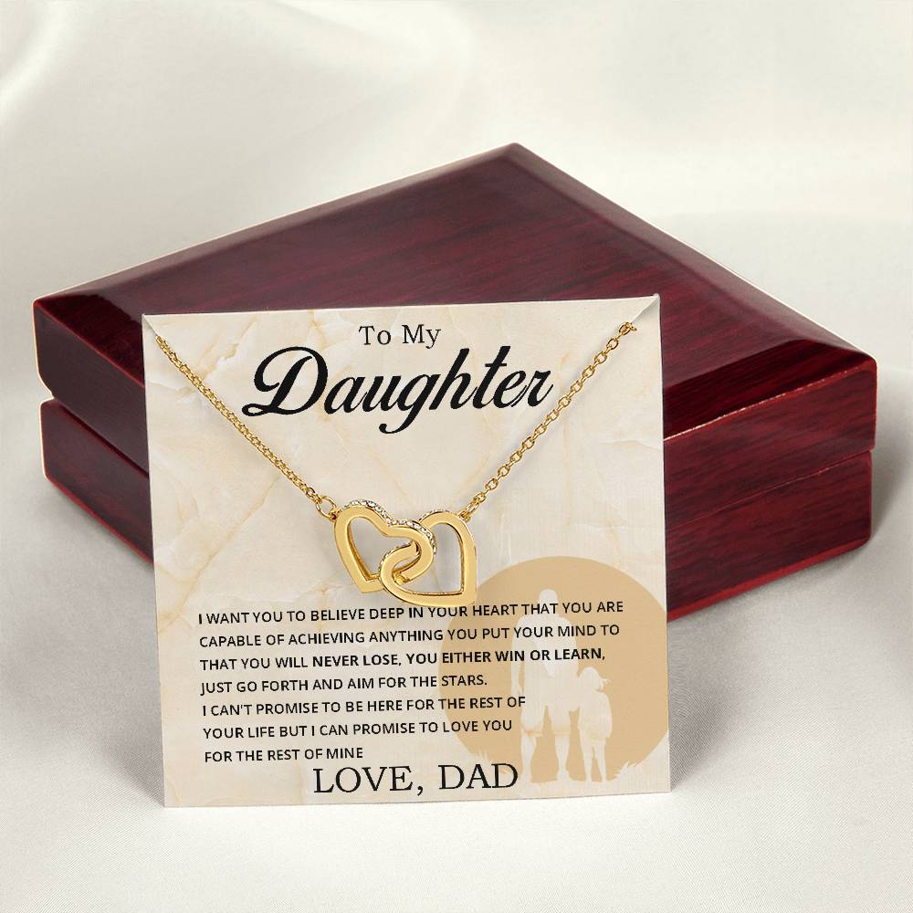 To My Daughter - You Can Never Lose - Necklace Interlocking Hearts Necklace