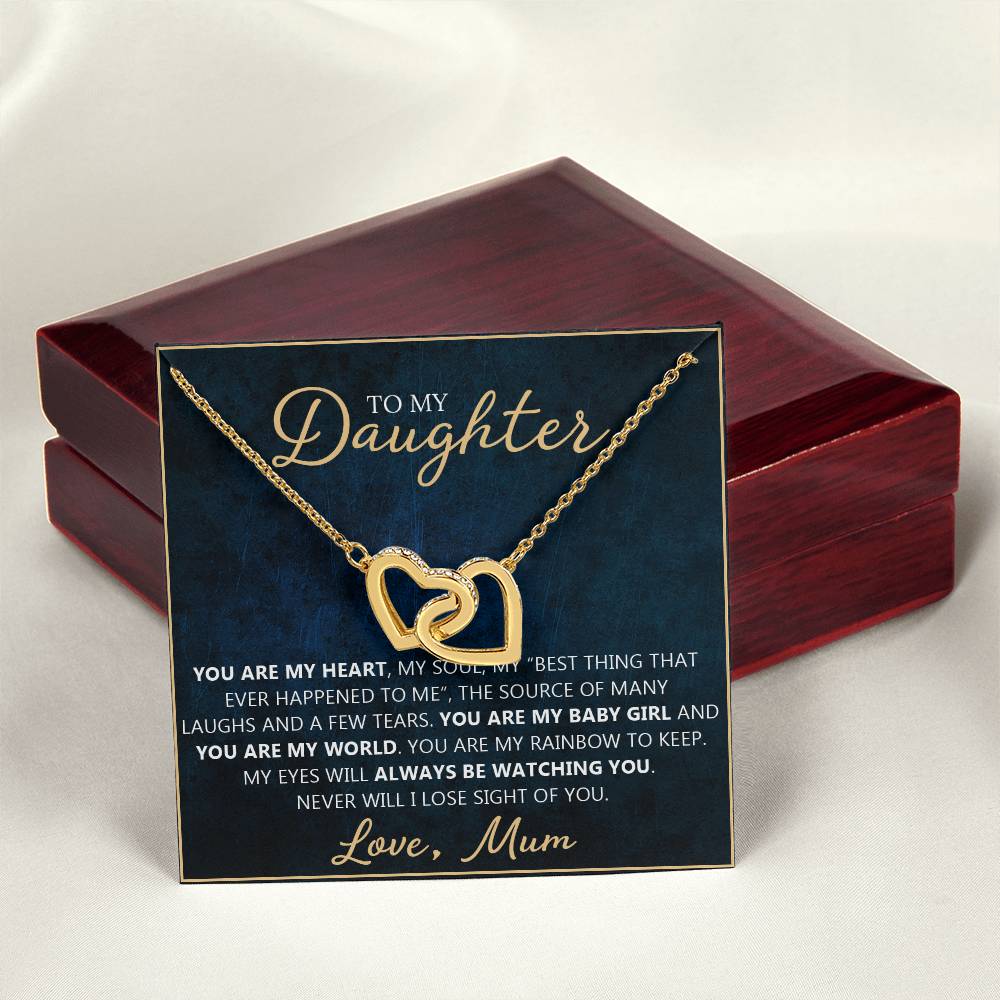 To My Daughter - You Are My Everything Unique Interlocking Heart Necklace Gift Set Interlocking Hearts Necklace