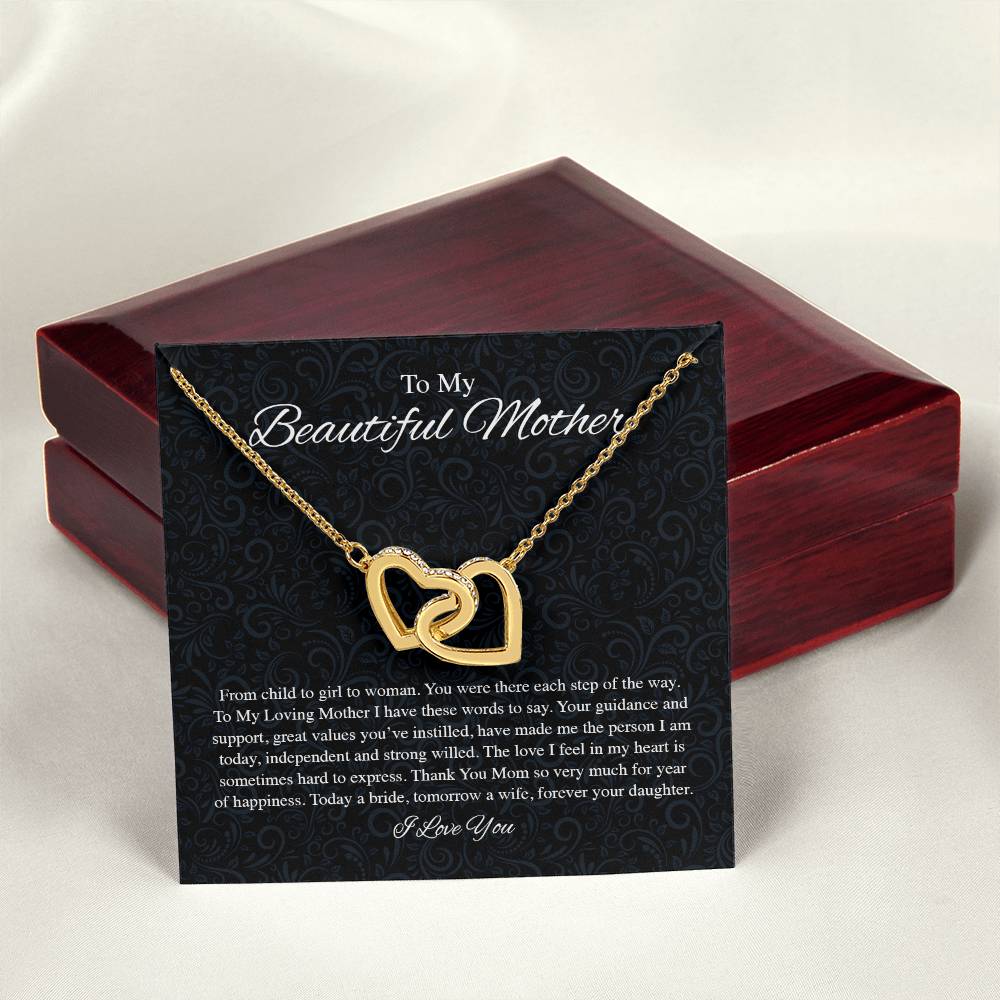 To My Beautiful Mother From Bride Interlocking Hearts Interlocking Hearts Necklace