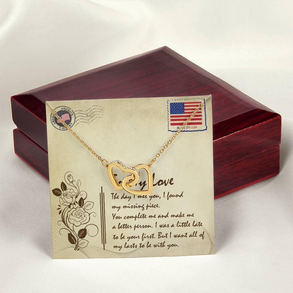 To My Love Interlocking Hearts Necklace Message Card