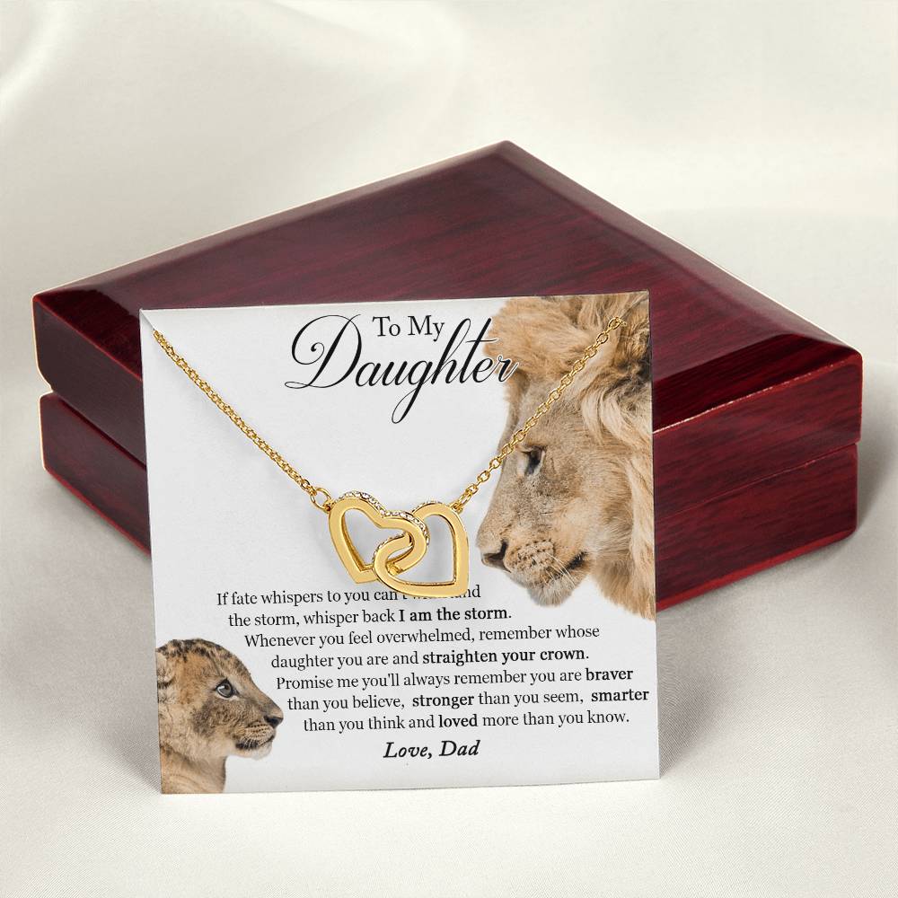 To My Daughter - Always Remember That I Love You Interlocking Hearts Necklace