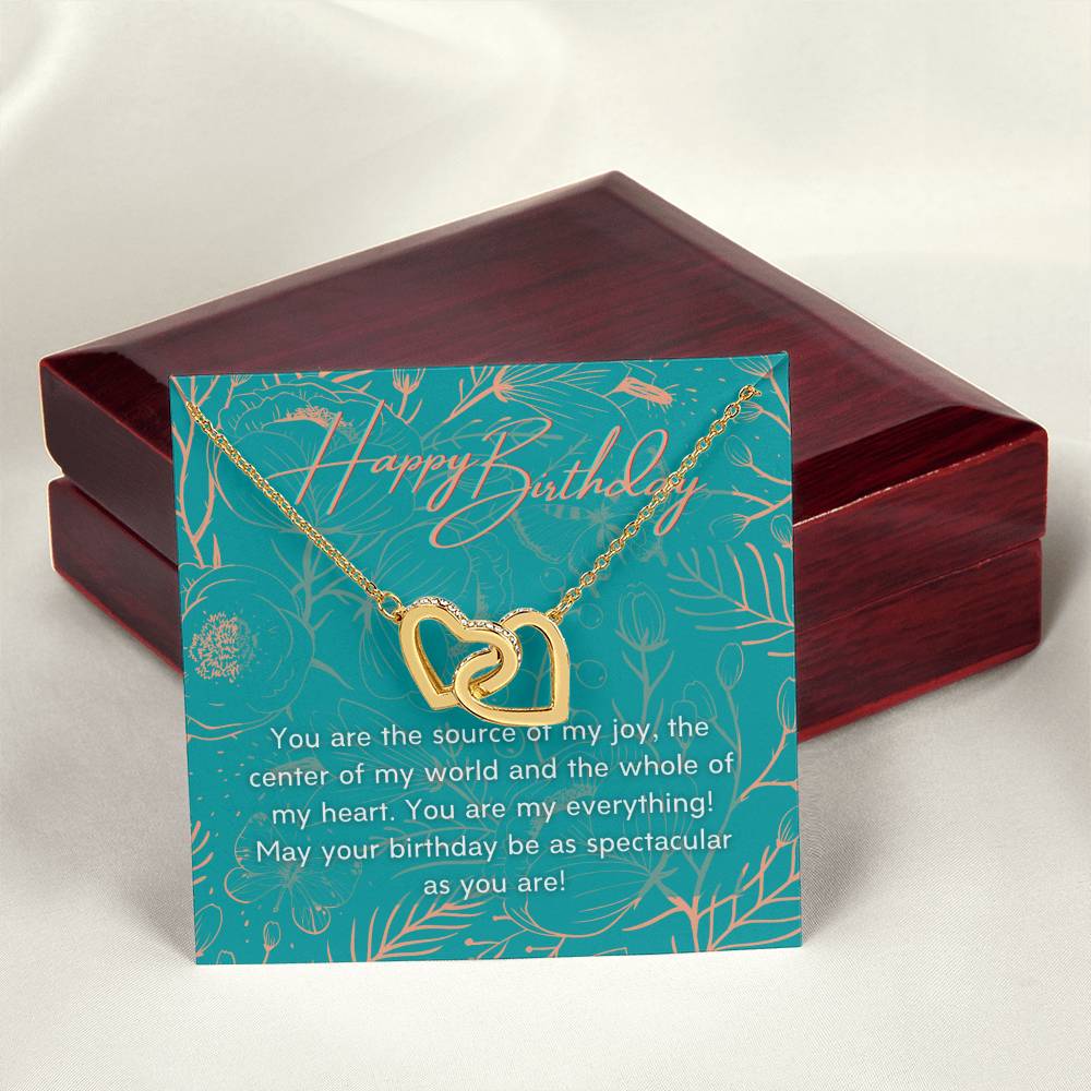 To My Daughter Happy Birthday - Connected Hearts Interlocking Hearts Necklace