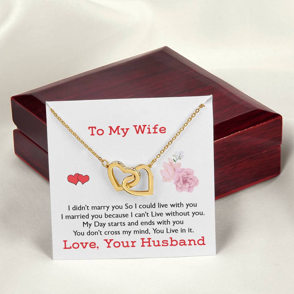 To My Wife - Black Friday Special Interlocking Hearts Necklace