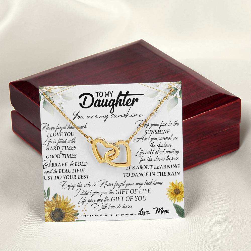 To My Daughter Interlocking Hearts Necklace Message Card
