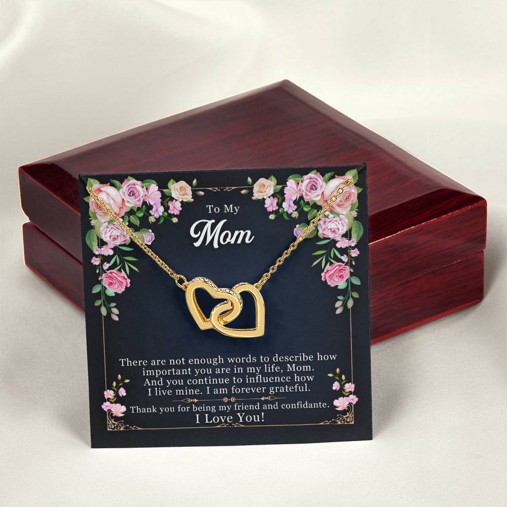 Mom - Friend And Confidante Interlocking Hearts Necklace