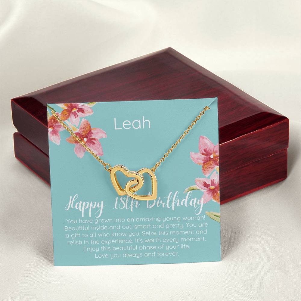 Personalized Happy 18Th Birthday Interlocked Hearts Necklace Interlocking Hearts Necklace