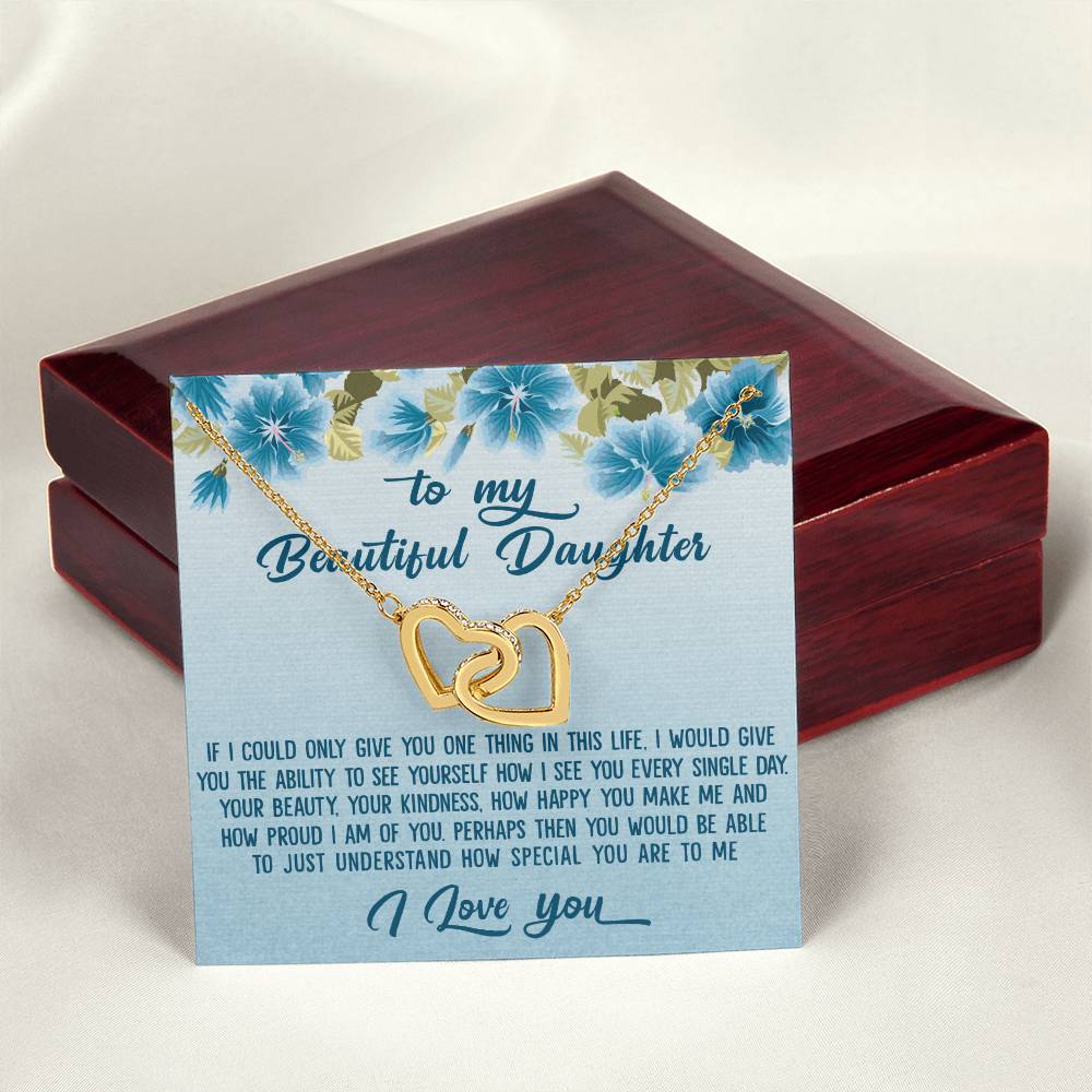 To My Beautiful Daughter Dad To Daughter Gift Interlocking Hearts Necklace