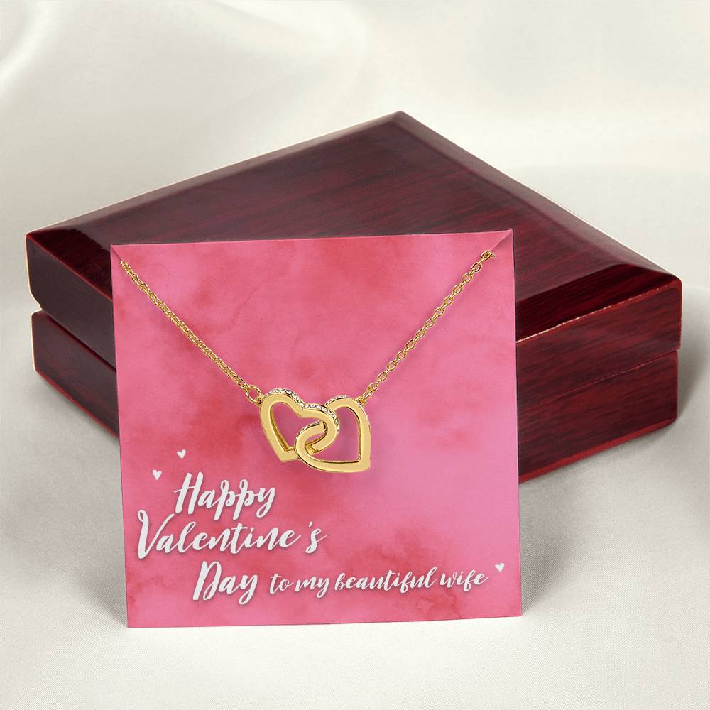 Happy Valentine'S Day Interlocking Hearts Necklace Gift From Husband To Wife Romantic Gift For Spouse