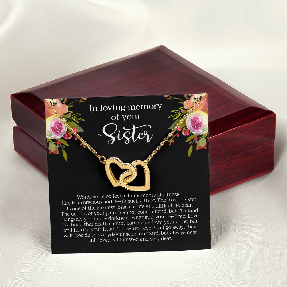 Loving Memory Sister Necklace Interlocking Hearts Necklace