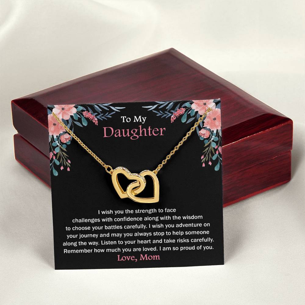 To My Daughter - Remember How Much You Are Loved - Necklace Interlocking Hearts Necklace