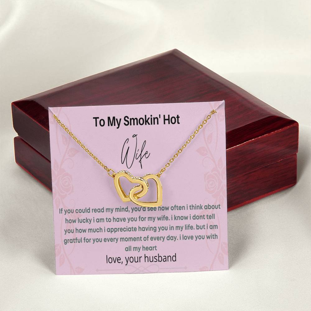 To My Hot Wife Interlocking Hearts Necklace