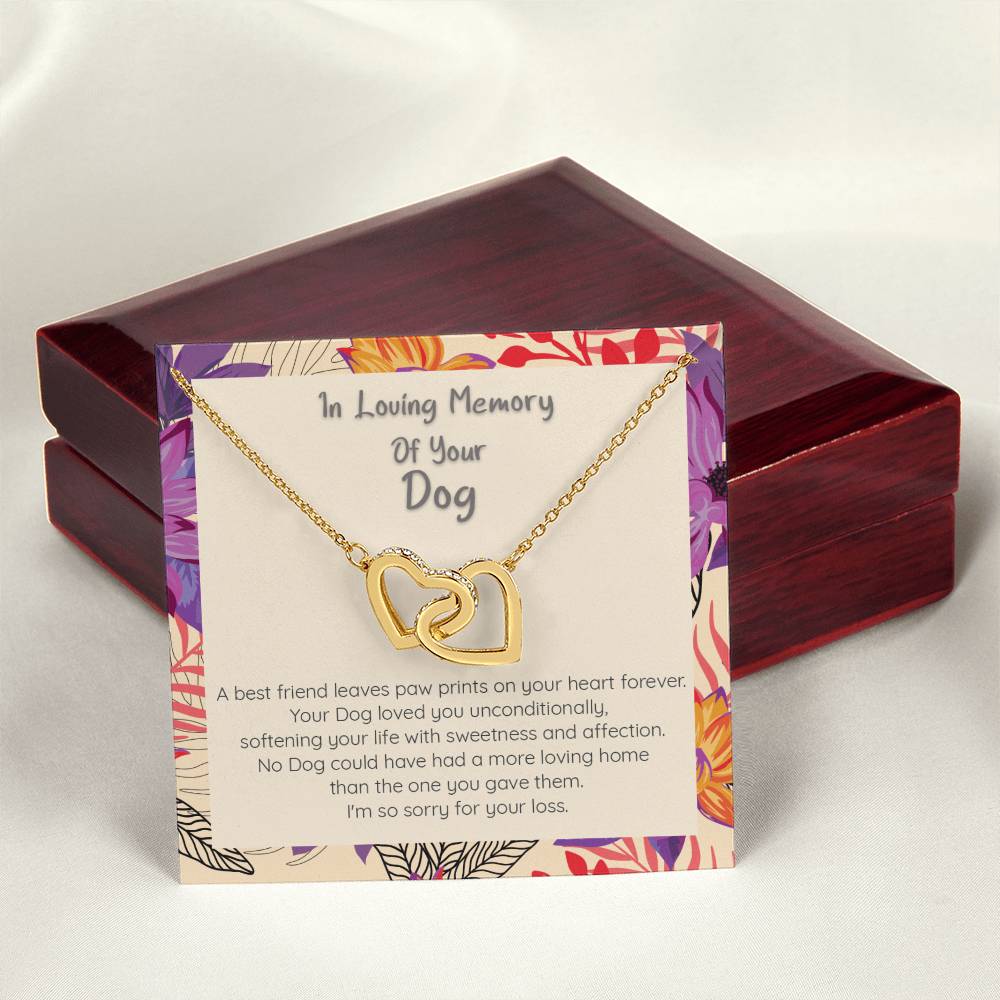 Loss Of Dog Loving Memory Of Your Best Friend - Connected Hearts Necklace Interlocking Hearts Necklace