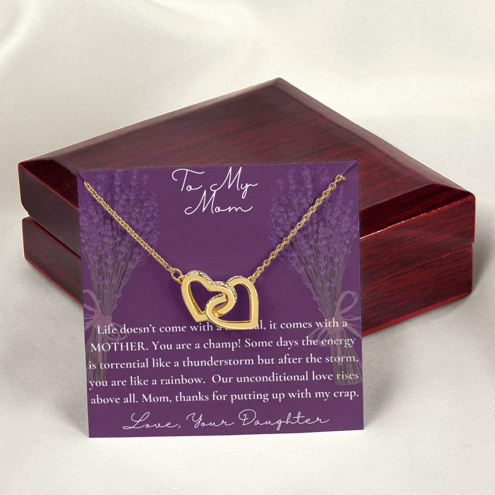 To Mom From Daughter Necklace. Happy Mother'S Day! Interlocking Hearts Necklace