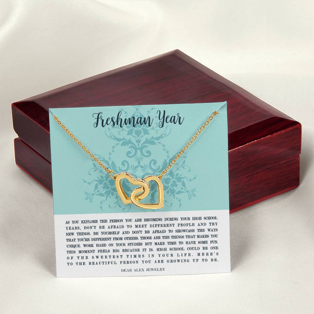 Freshman Year Uniquely You Necklace Interlocking Hearts Necklace