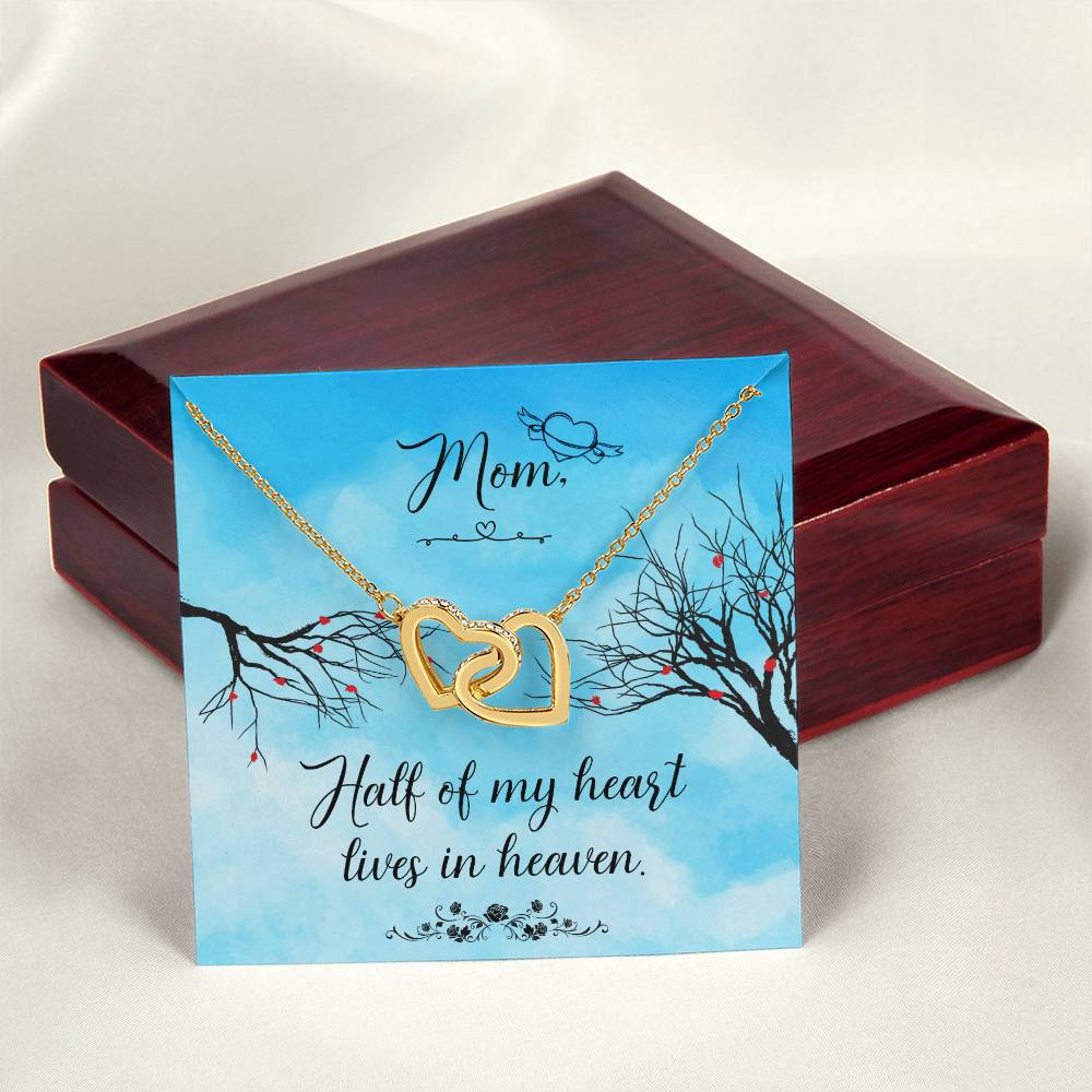 Mom Half Of My H Heart - Lives In Heaven - Interlocking Heart Necklace Interlocking Hearts Necklace
