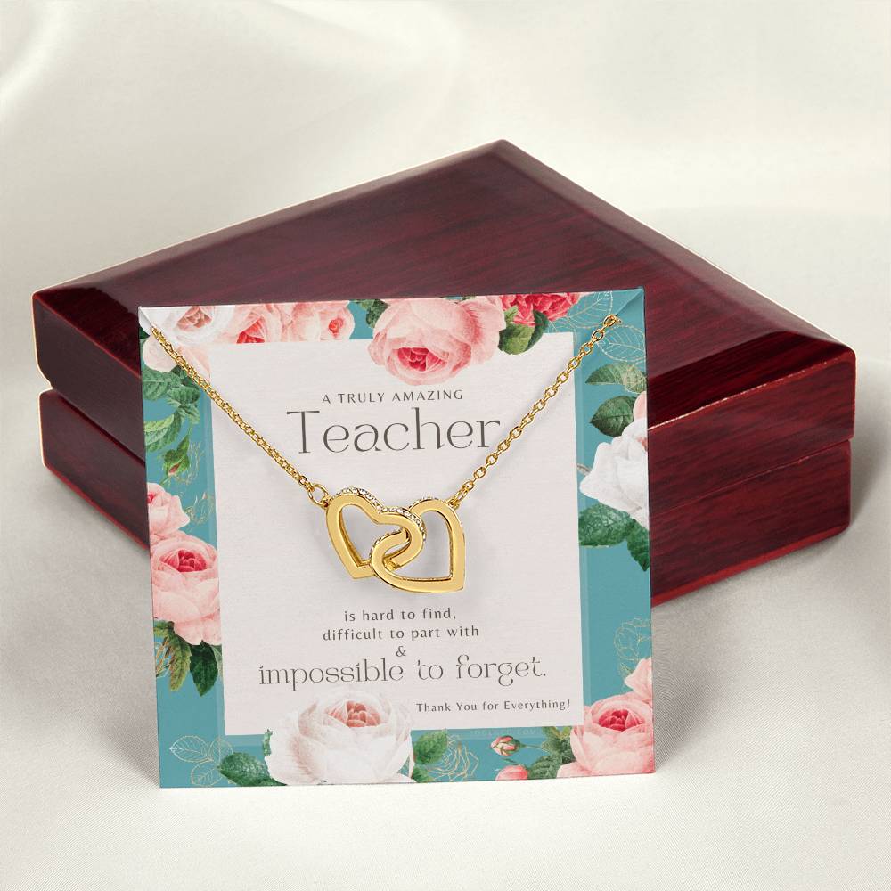 Teacher Gift Gift For Teacher Necklace A Truly Amazing Teacher Appreciation Gift Interlocking Hearts Necklace