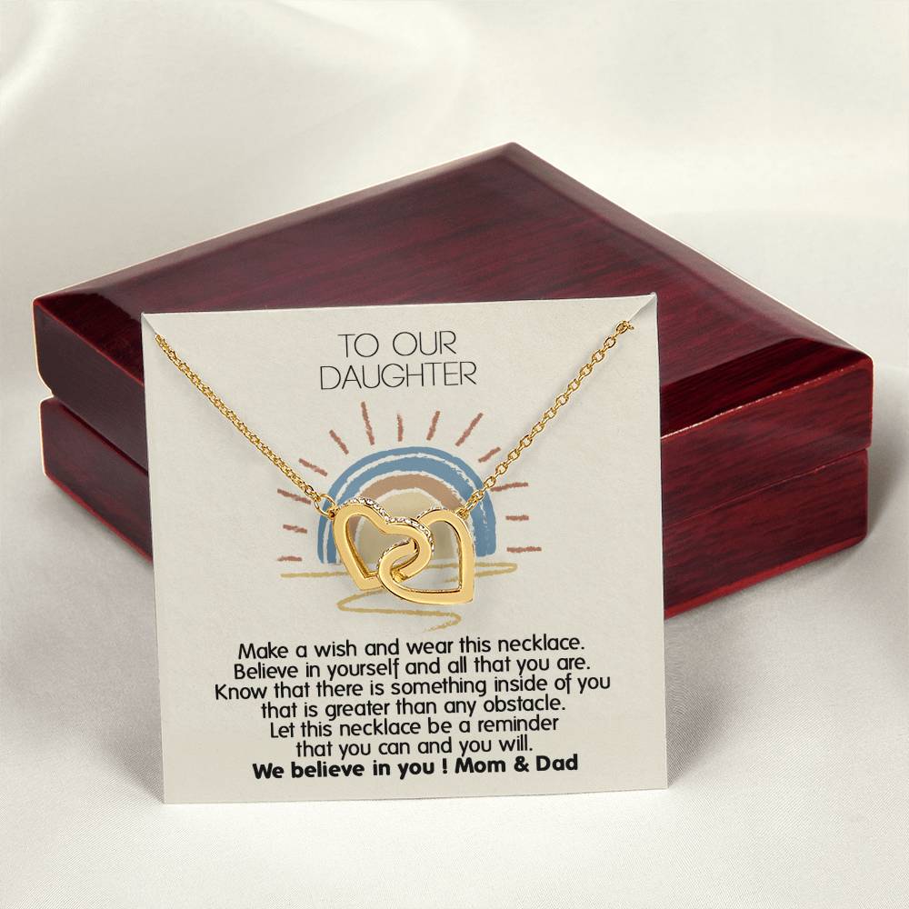 Perfect Daughter'S Appreciation Gift - Unique Necklace For Her Interlocking Hearts Necklace