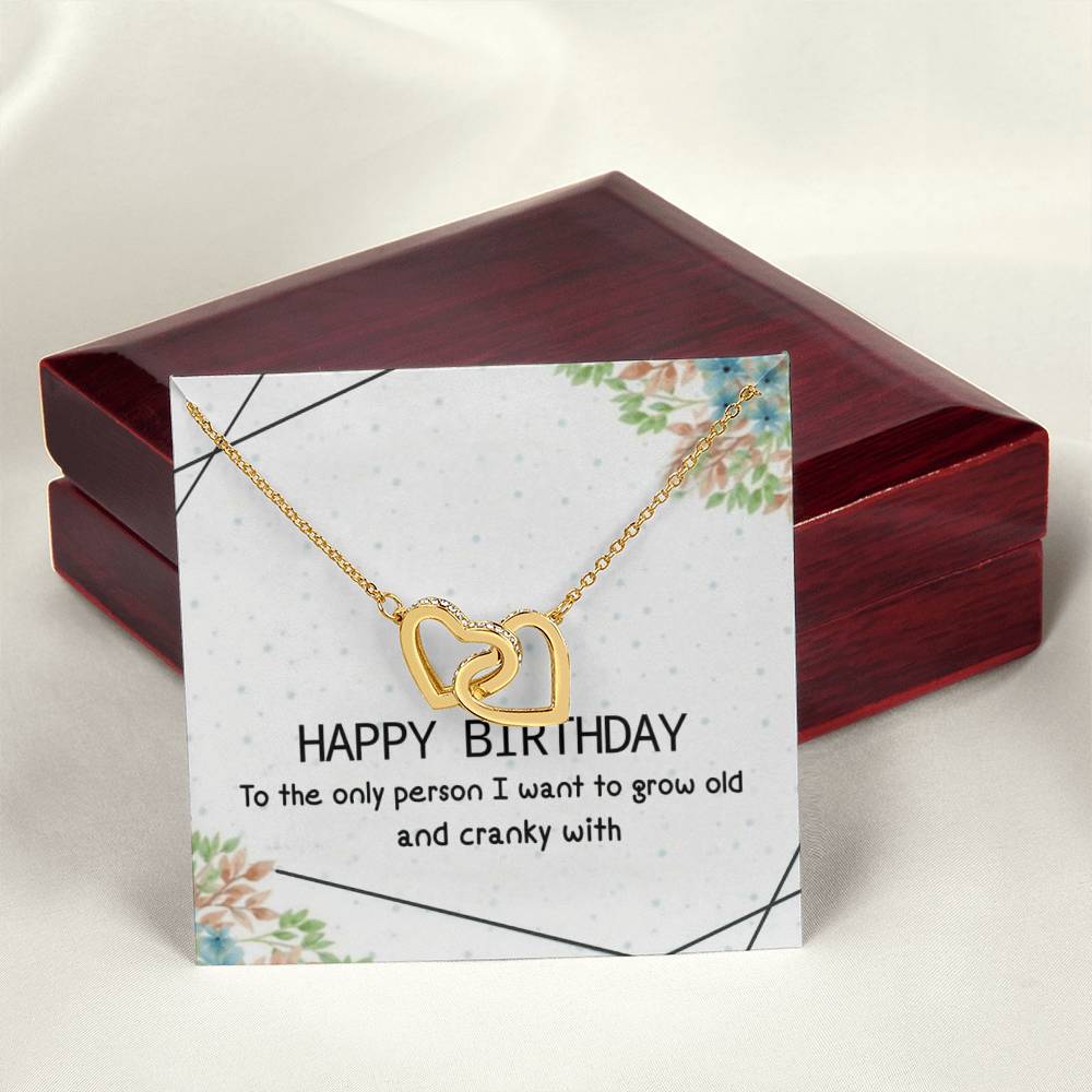 Happy Birthday Interlocking Hearts Necklace