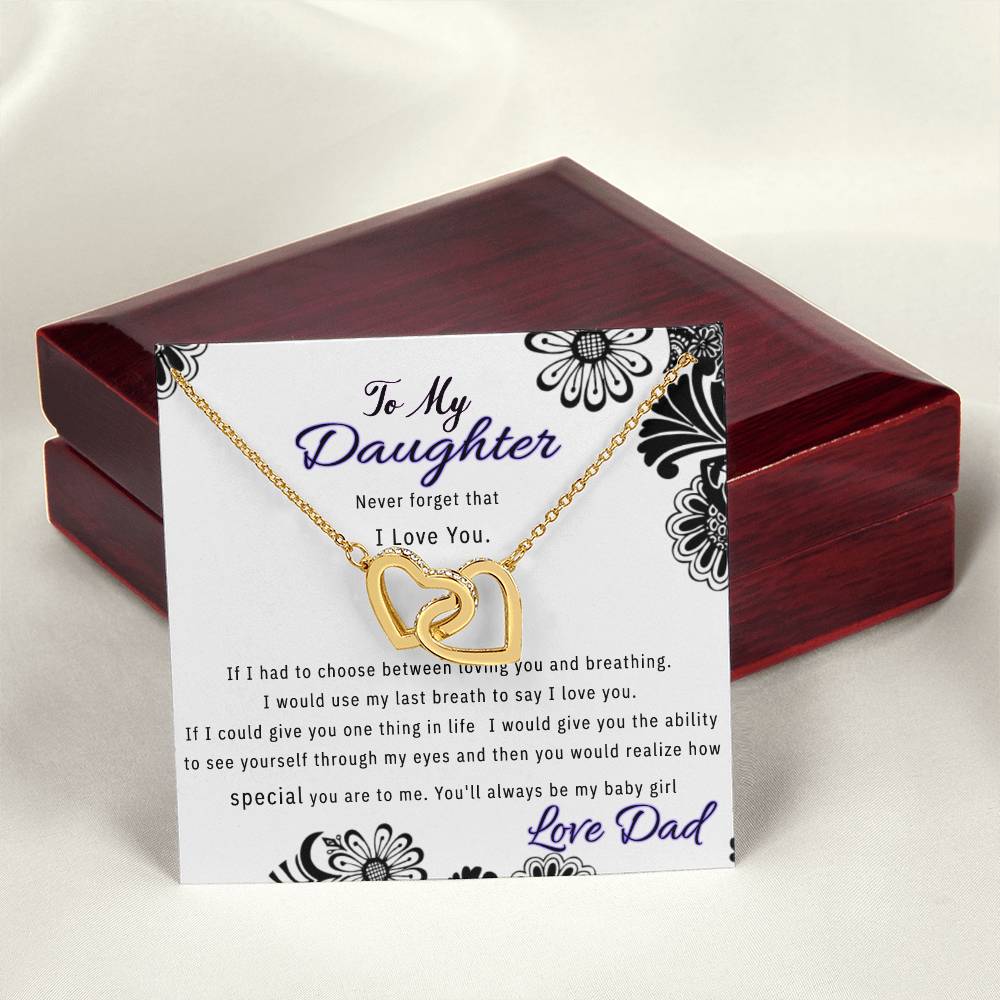 Saleto My Daughter Never Forget I Love You Necklace Interlocking Hearts Necklace