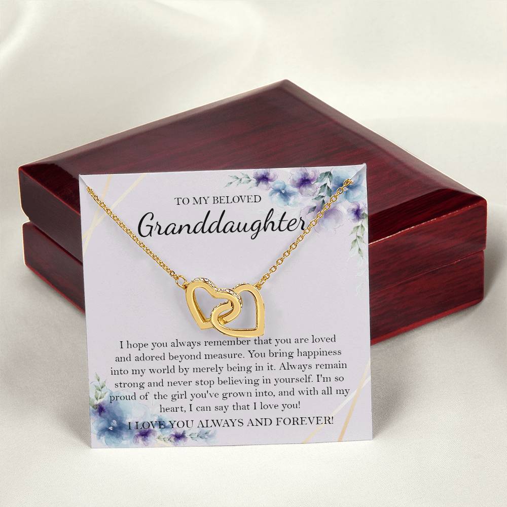 To My Beloved Granddaughter Necklace Gift For Granddaughter Granddaughter Birthday Gift Graduation Gift Interlocking Hearts Necklace
