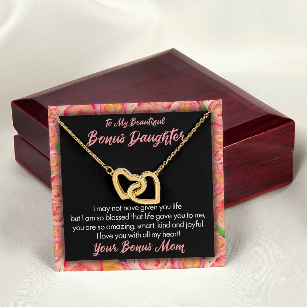 My Beautiful Bonus Daughter Interlocking Hearts Necklace