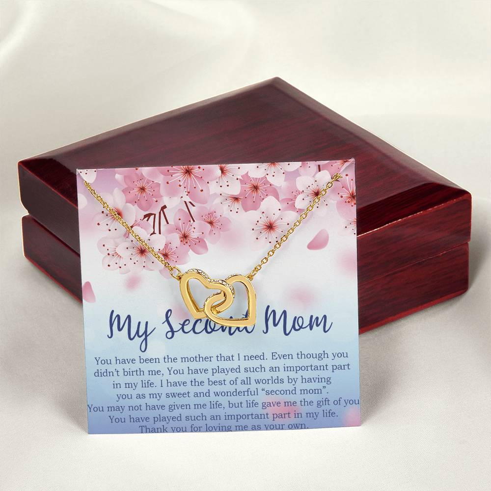 To My Second Mom Gifts Interlocking Hearts Necklace -